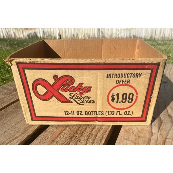 VTG Rare LUCKY Lager Intro Offer Beer Carton Box 11oz Stubbies Old Advertising - Picture 1 of 5